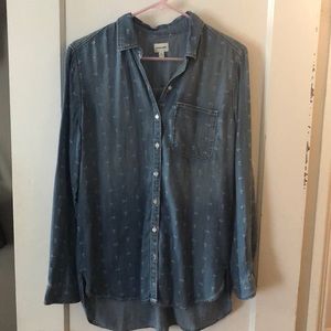 Nautical themed denim-like blouse
